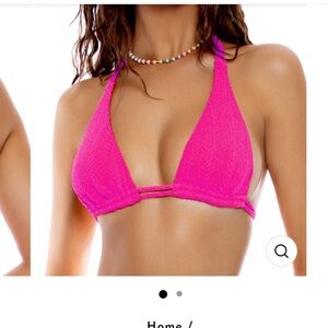 NEW LULI FAMA Blazing Pink Wavy Baby Triangle Halter Top Small